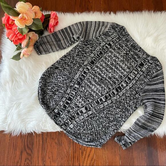 Kim Rogers Black Heather Sweater Lightweight ¾ Sleeves Size Small Grayscale - Picture 3 of 6